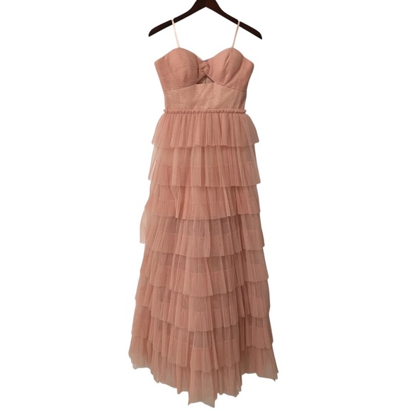 NWT AQUA Cut Out Ruffle Tiered Gown Dress Size 4 - Picture 4 of 8